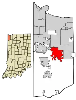 Location of Crown Point in Lake County, Indiana.