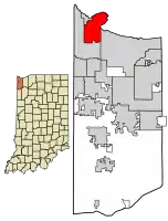Location of East Chicago in Lake County, Indiana.