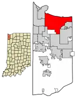 Location of Gary in Lake County, Indiana