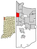 Location of Munster in Lake County, Indiana.