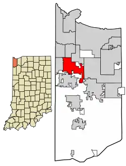 Location of Schererville in Lake County, Indiana.