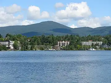 Mirror Lake in the Village of Lake Placid in the Adirondacks, site of the 1932 and the 1980 Winter Olympics.