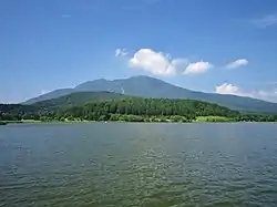 A view from Lake Reisenji. Mt. Reisenji (right), Mt. Iizuna (left).