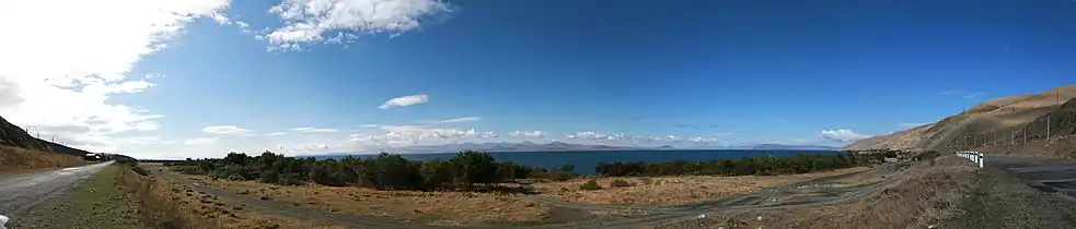 Panorama of Lake Sevan from near Drakhtik.
