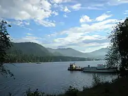 Lake Teletskoye near the selo of Artybash in Turochaksky District