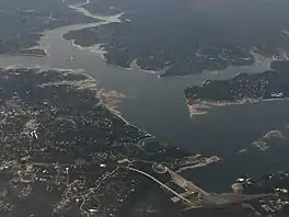 image of aerial view of Lake Travis taken in 2018