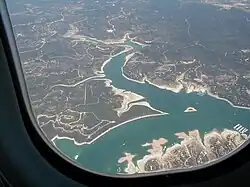 image of aerial shot of Lake Travis