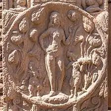 Lakshmi with lotus and two child attendants, probably derived from similar images of Venus