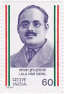 Har Dayal on a 1987 stamp of India