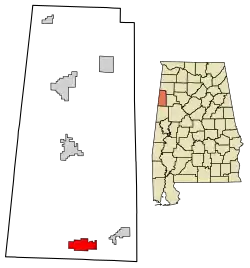 Location of Millport in Lamar County, Alabama.