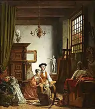 Interior with a man painting