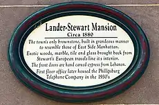 Lander–Stewart Mansion plaque