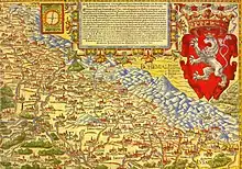 Riſenberg on Martin Helwig's map of Silesia, 1561