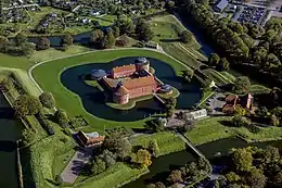 Landskrona Citadel with mid 15th-century dual moat construction