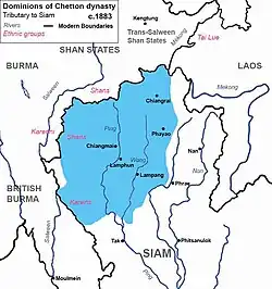 Dominions of the Chetton dynasty around 1883