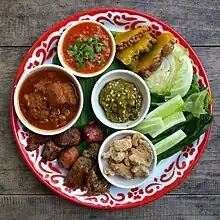 A selection of typical starters of Lanna cuisine