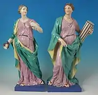 Large classical figures for the wealthy, Prudence and Fortitude, c. 1790, 20ins tall. Probably Enoch Wood & Caldwell