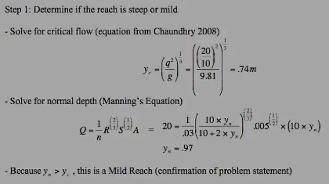 Calculations necessary for the first step in the standard step method