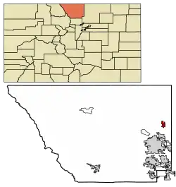Location of Wellington in Larimer County, Colorado.