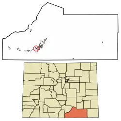 Location of the Jansen CDP in Las Animas County, Colorado.