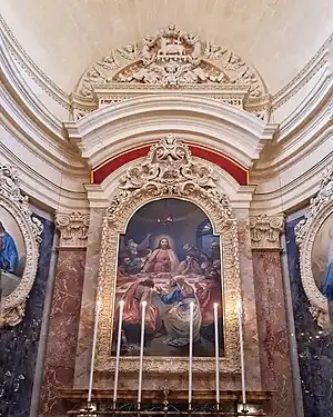 The Last Supper by Lazzaro Pisani, the altarpiece of Corpus Christi Parish Church in Għasri, Malta