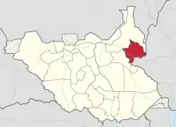 Location of Latjor in South Sudan