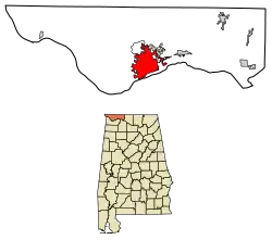 Location of Florence in Lauderdale County, Alabama.