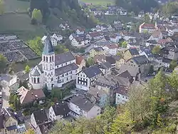 The centre of Lauterbach with Catholic church St Michael