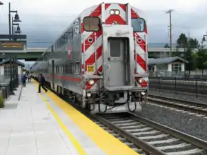 A train at a suburban railroad station