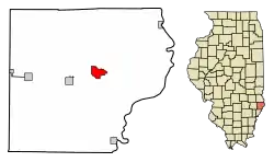 Location of Lawrenceville in Lawrence County, Illinois.