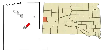Location in Lawrence County and the state of South Dakota