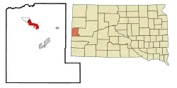 Location in Lawrence County and the state of South Dakota