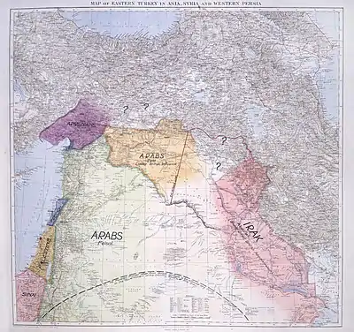 Map presented by T.E. Lawrence to the Eastern Committee of the War Cabinet in November 1918