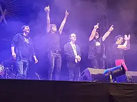 Lax'n'Busto in concert (Valls, Catalonia) (June 25th 2016): 
from left to right: Jesús Rovira, Salva Racero, Cristian Montenegro, Pemi Rovirosa and Jaume Piñol