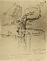 Lazare Costa's manuscript map showing the location of his discoveries