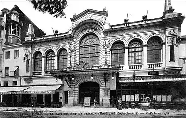 Early photo of the café concert.  The facade survived the fire of 1900.