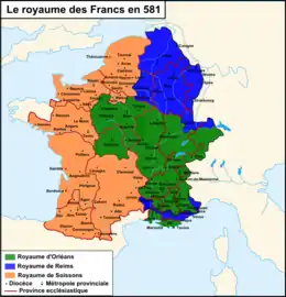 Frankish kingdoms in 581.
