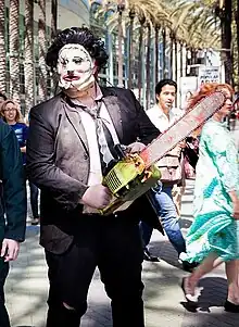 Unnamed Cosplayer photographed in 2015 while dressed as Leatherface