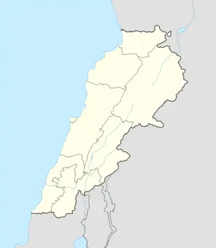 Map showing the location of Qornet Shehwan within Lebanon