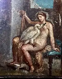 Fresco showing Leda and the swan. From Pompeii.