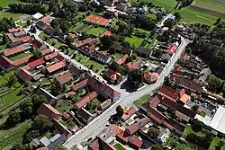 Aerial view of the centre of Ledce