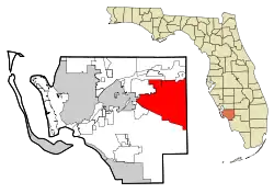 Location within Lee County, Florida