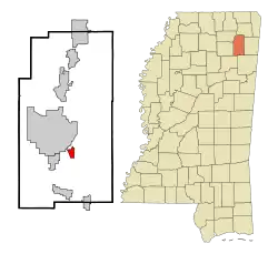 Location of Plantersville, Mississippi