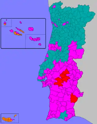 Most voted political force by municipality.