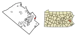 Location of Fountain Hill in Lehigh County, Pennsylvania (left) and of Lehigh County in Pennsylvania (right)