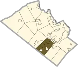 Location of Lower Macungie Township in Lehigh County, Pennsylvania