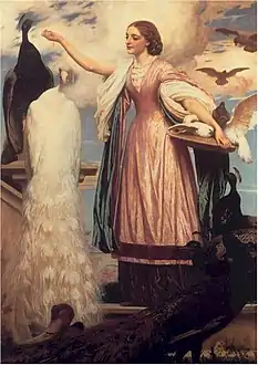 A Girl Feeding Peacocks, c. 1863