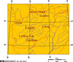 Lejay, and some major cities of Afghanistan.