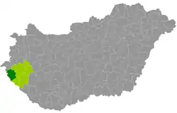 Lenti District within Hungary and Zala County.