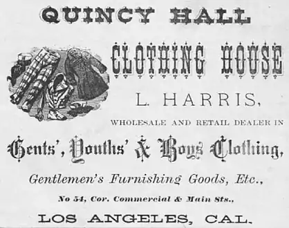 1878 ad for Quincy Hall in city directory
